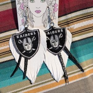 Handmade Leather Earrings - Raiders